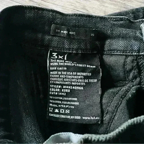 3x1 Black Kuro Jeans Sz 25 - Picture 9 of 9